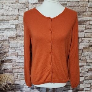 Sofie Women's  Dark Orange Button-Up Sweater 100 % Cashmere